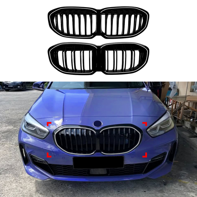 AMP-Z Front Bumper Grille Grill Single Line Double Line For BMW 1 Series F40 2019-2024