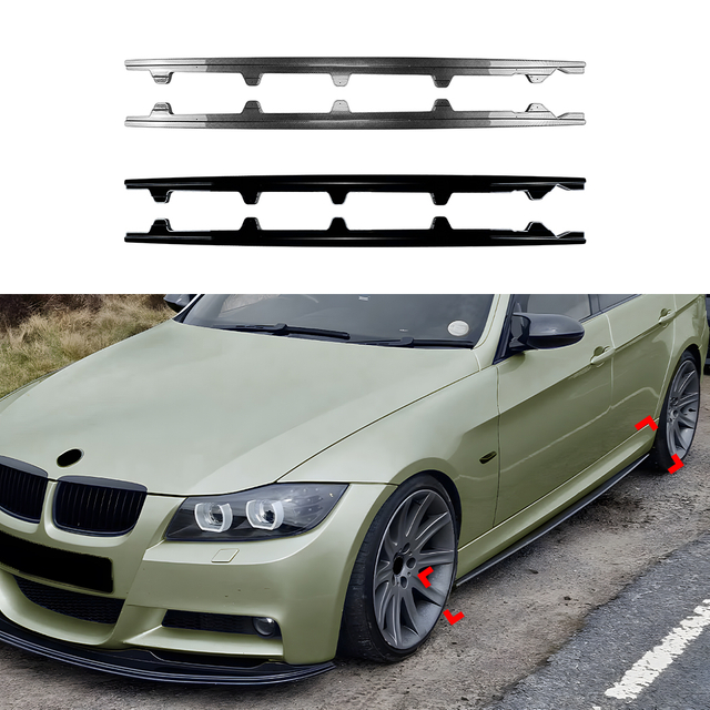 AMP-Z Side Skirt Rocker Panel Splitter Lip For BMW 3 Series E90 E91 M Sport 2005-2012
