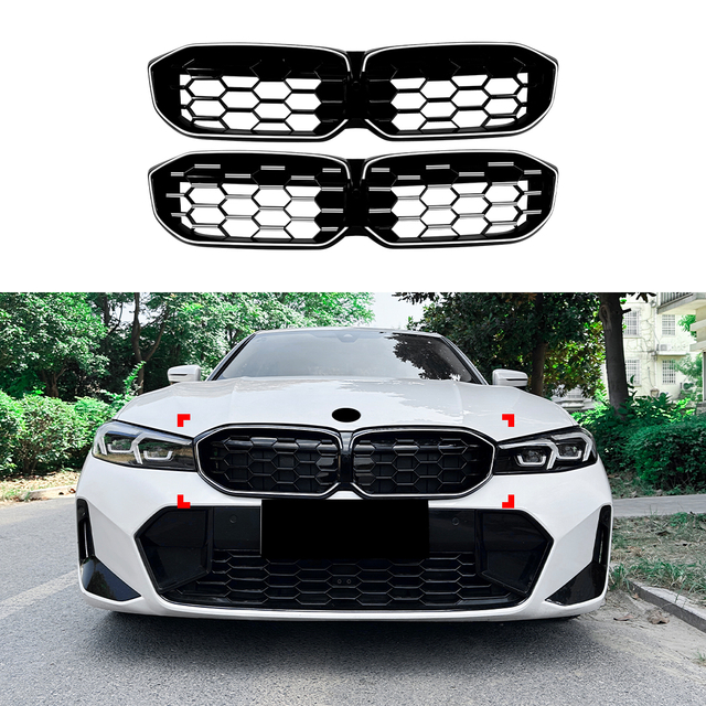 AMP-Z Front Bumper Grille Grill Silver For BMW 3 Series G20 G21 LCI 2023+