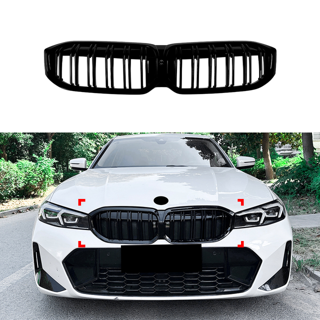 AMP-Z Front Bumper Grille Grill Black For BMW 3 Series G20 LCI 2023+