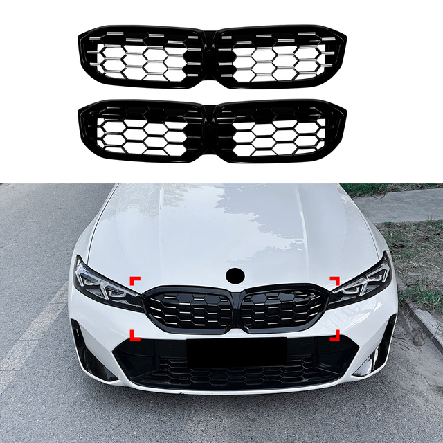 AMP-Z Front Bumper Grille Grill Silver For BMW 3 Series G20 LCI 2023+