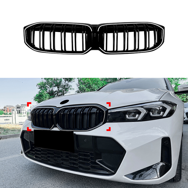 AMP-Z Front Bumper Grille Grill Black For BMW 3 Series G20 G21 LCI 2023+