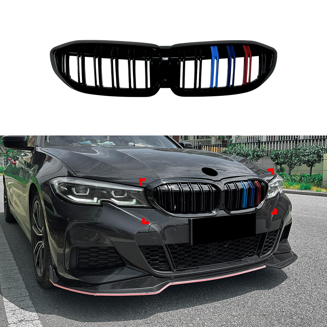 AMP-Z Front Bumper Grille Grill Black For BMW 3 Series G20 Pre-facelift 2019-2022