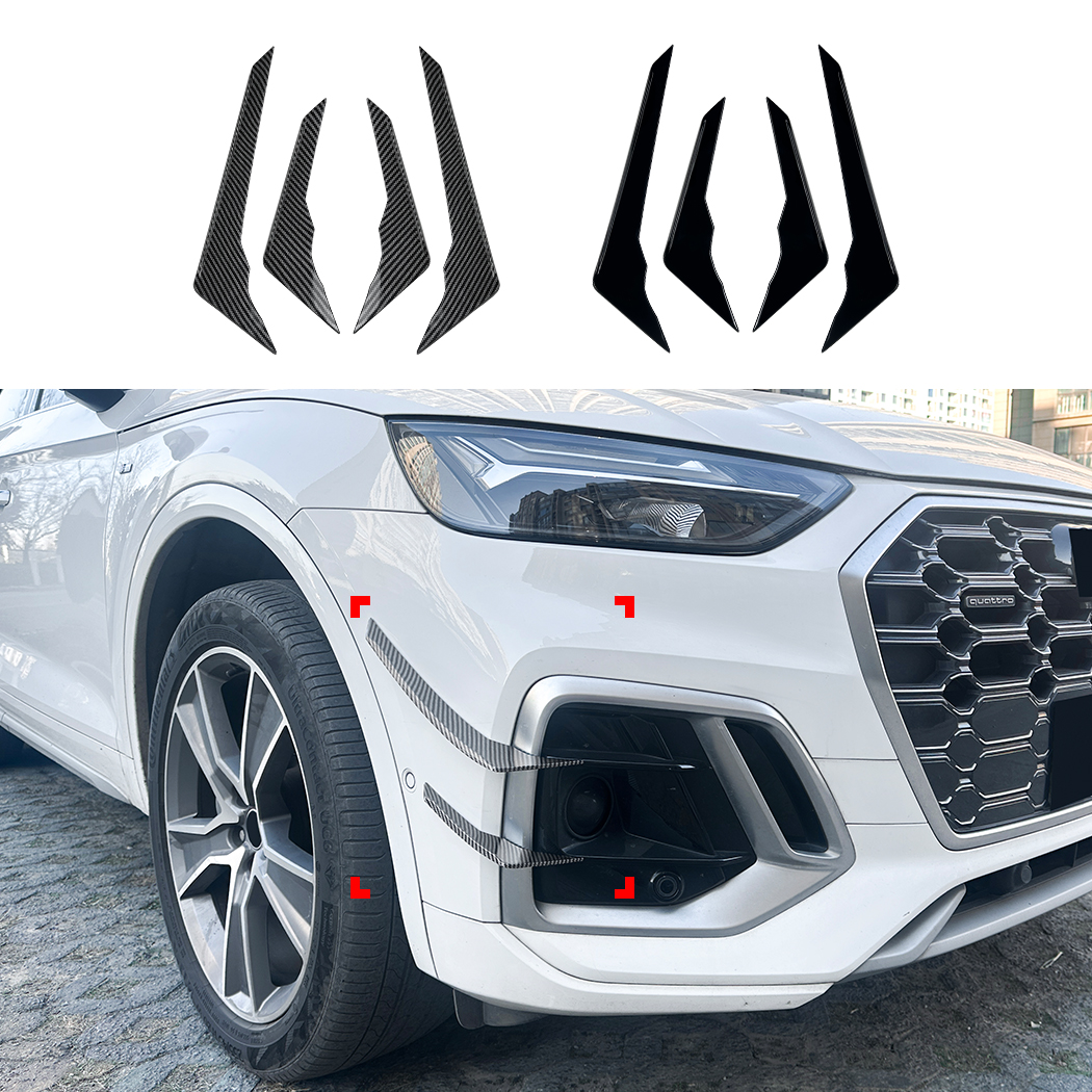 Front Bumper Fins Side Spoiler Canards For Audi Q5 FY Sline Facelift 2021-2024