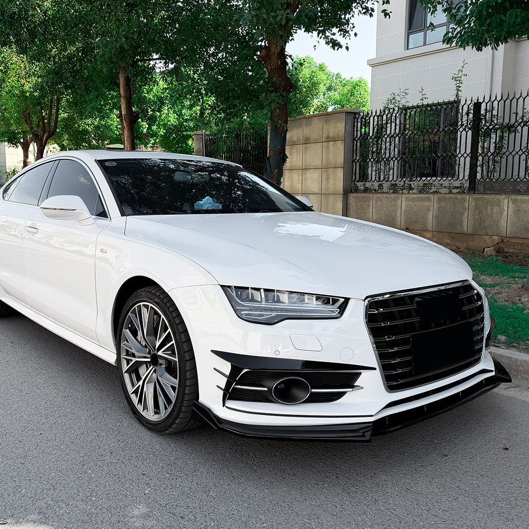 AMP-Z Front Bumper Fins Spoiler Canards For Audi A7 S7 C7 facelift Sline 2015-2018