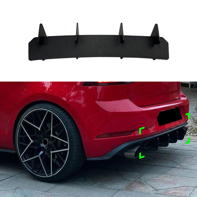 AMP-Z المصد الخلفي المصد الخلفي Short Spoiler Diffuser Valance Lip لـ Volkswagen VW Golf MK7. 5 GTI 2017-2019