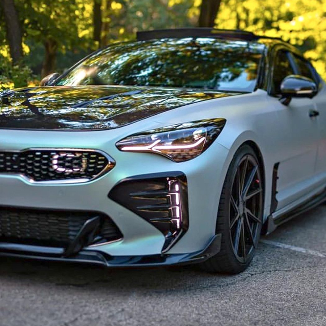 AMP-Z Front Bumper Fins Spoiler Canards For Kia Stinger 2018+