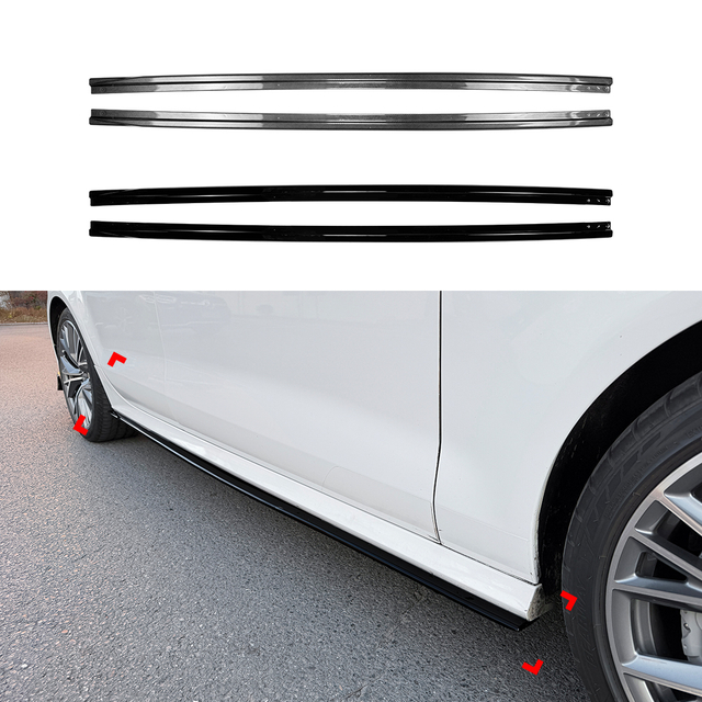 AMP-Z Side Skirt Rocker Panel Splitter Lip For Audi A7 S7 C7 2011-2017