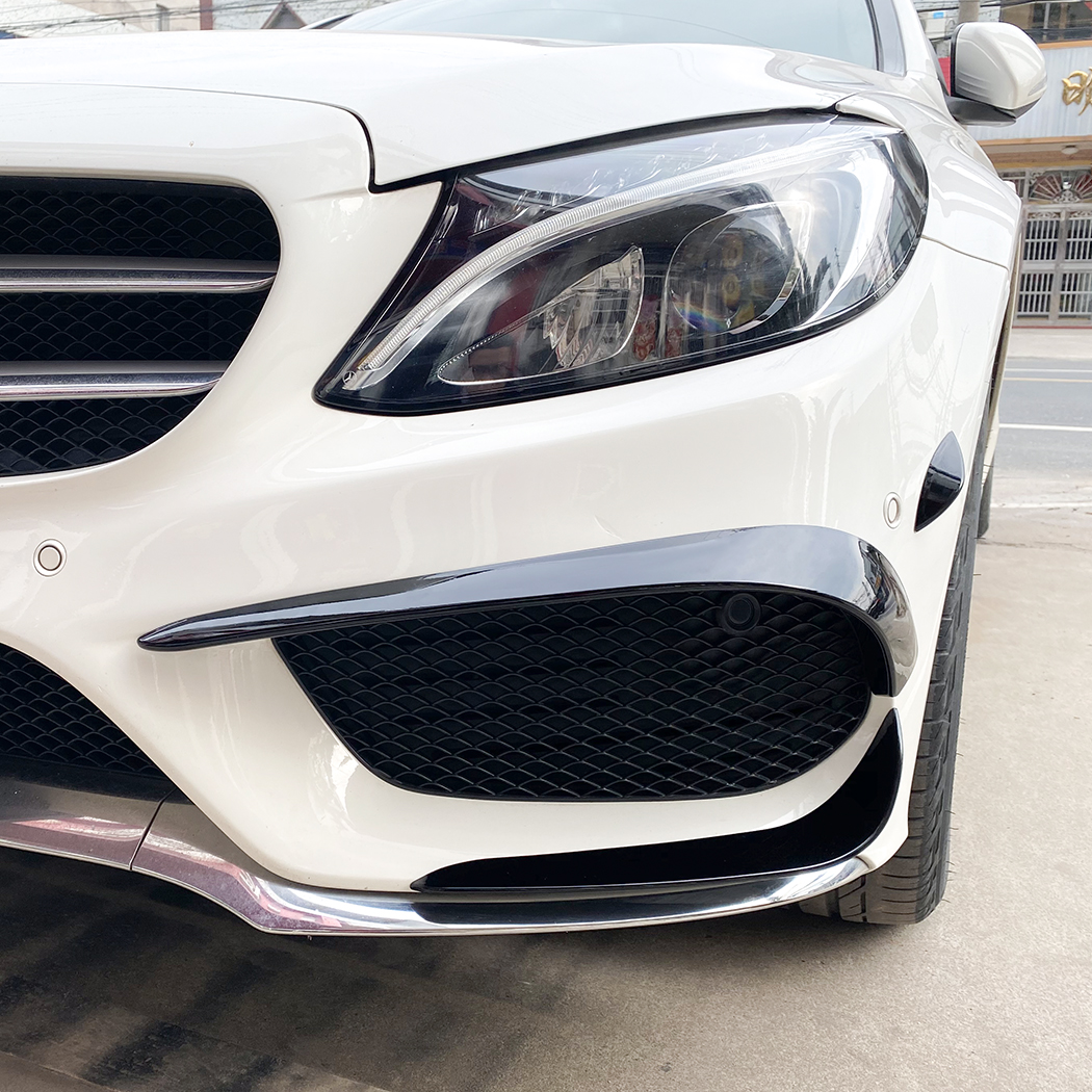 AMP-Z Front Bumper Fins Spoiler Canards For Mercedes Benz C Class W205 C205 S205 AMG-Line 2015-2018