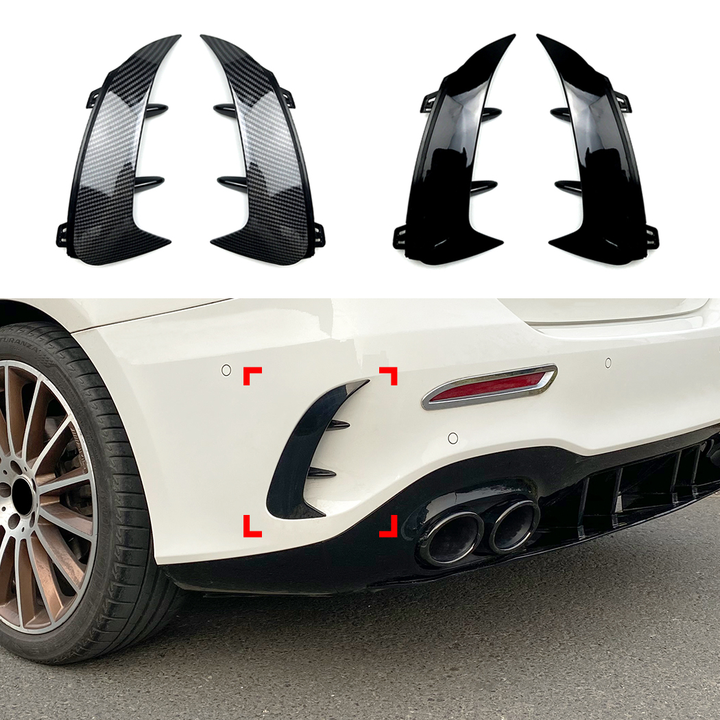 AMP-Z Rear Bumper Fins Spoiler Canards For Mercedes Benz A Class W177 Sedan AMG Line 2018+