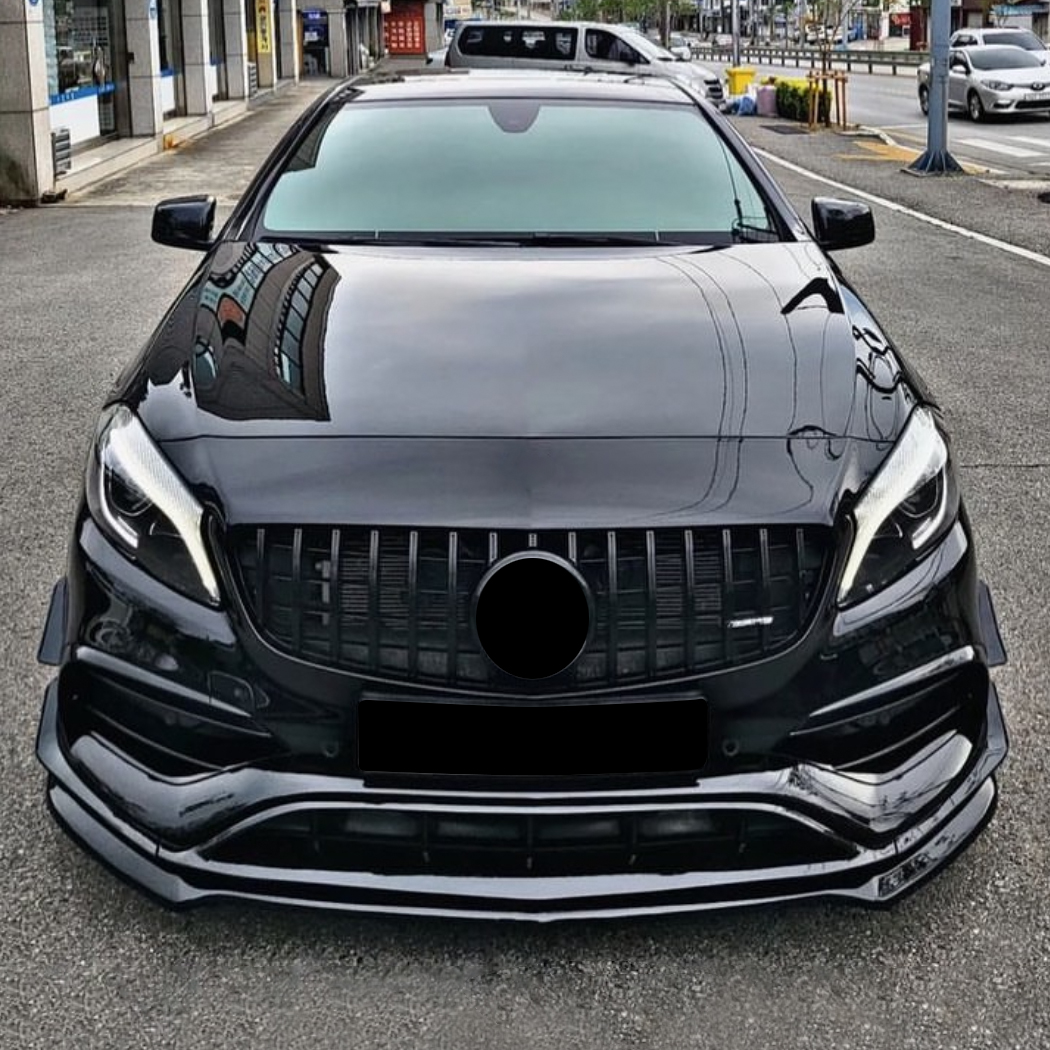 AMP-Z Front Bumper Lip Spiltter For Mercedes Benz A Class W176 AMG Line 2013-2018