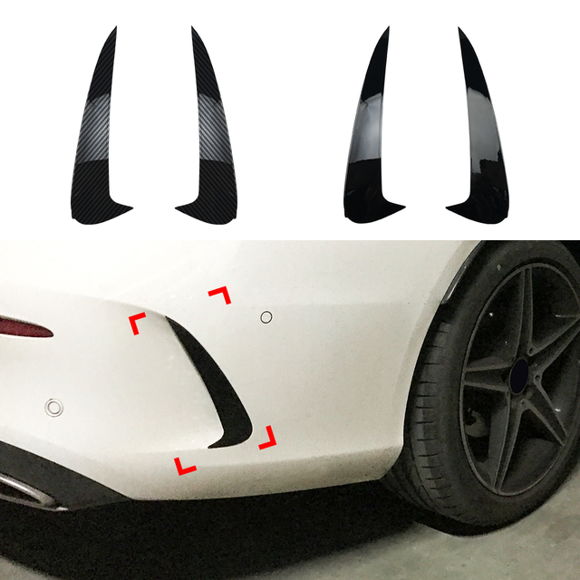 AMP-Z Rear Bumper Fins Spoiler Canards For Mercedes Benz C Class C205 2015-2021