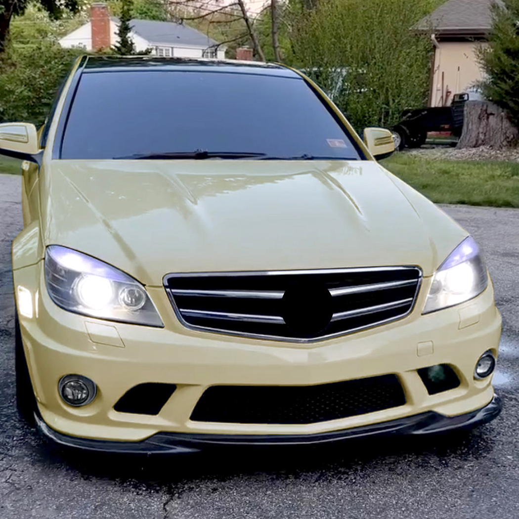 AMP-Z Front Bumper Lip Spiltter For Mercedes Benz C Class W204 Pre-Facelift C63 AMG 2007-2010