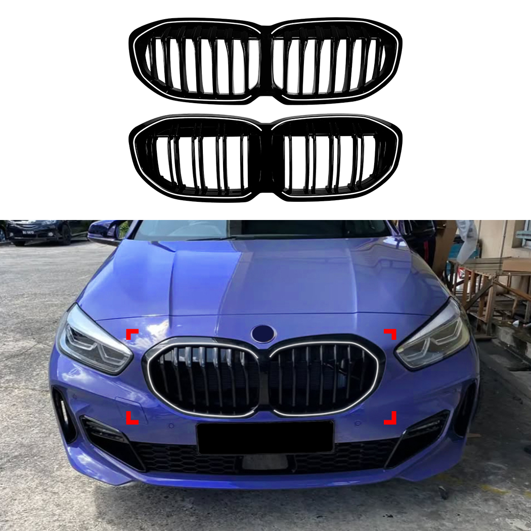 AMP-Z Front Bumper Grille Grill With Lights Single Line Double Line For BMW 1 Series F40 2019-2024