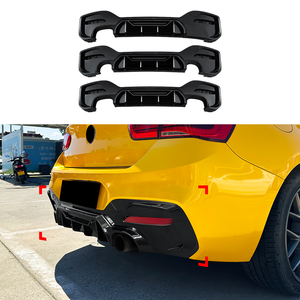 AMP-Z Rear Bumper Spoiler Lip Black For BMW 1 Series F20 F21 LCI M Sport 2015-2019