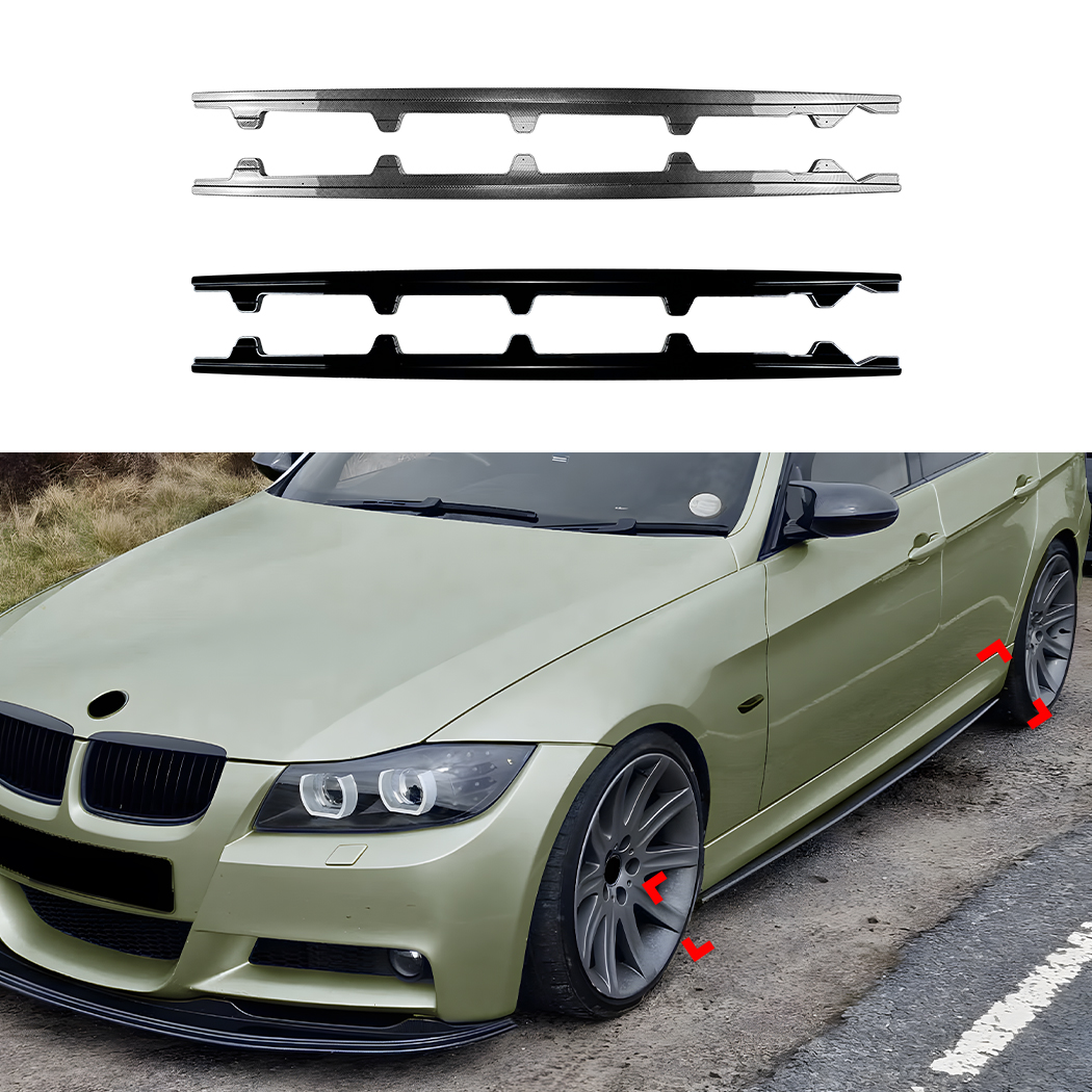 AMP-Z Side Skirt Rocker Panel Splitter Lip For BMW 3 Series E90 E91 M Sport 2005-2012