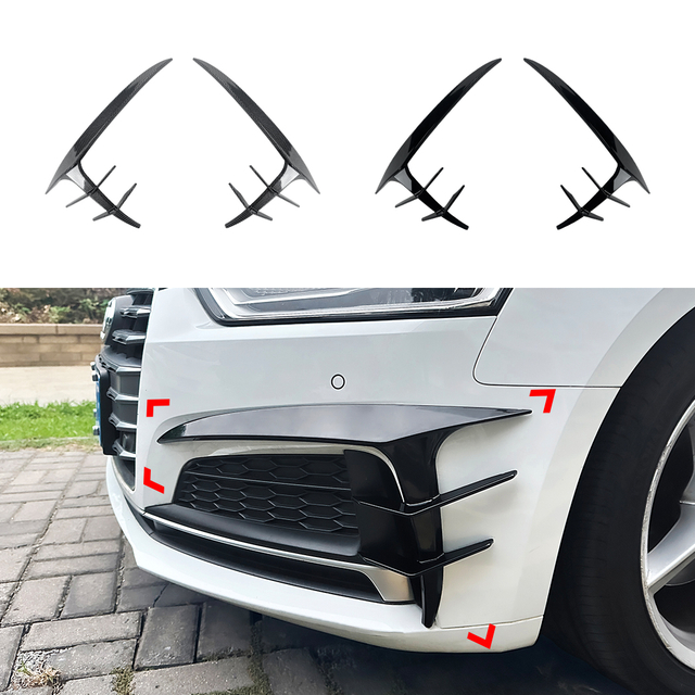 AMP-Z Front Bumper Fins Spoiler Canards For Audi A5 S5 F5 Sline 2017-2020