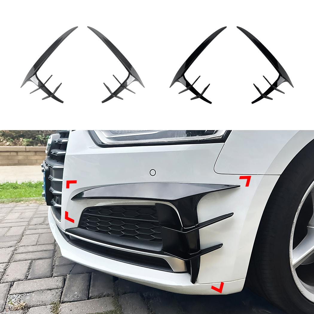 AMP-Z Front Bumper Fins Spoiler Canards For Audi A5 S5 F5 Sline 2017-2020