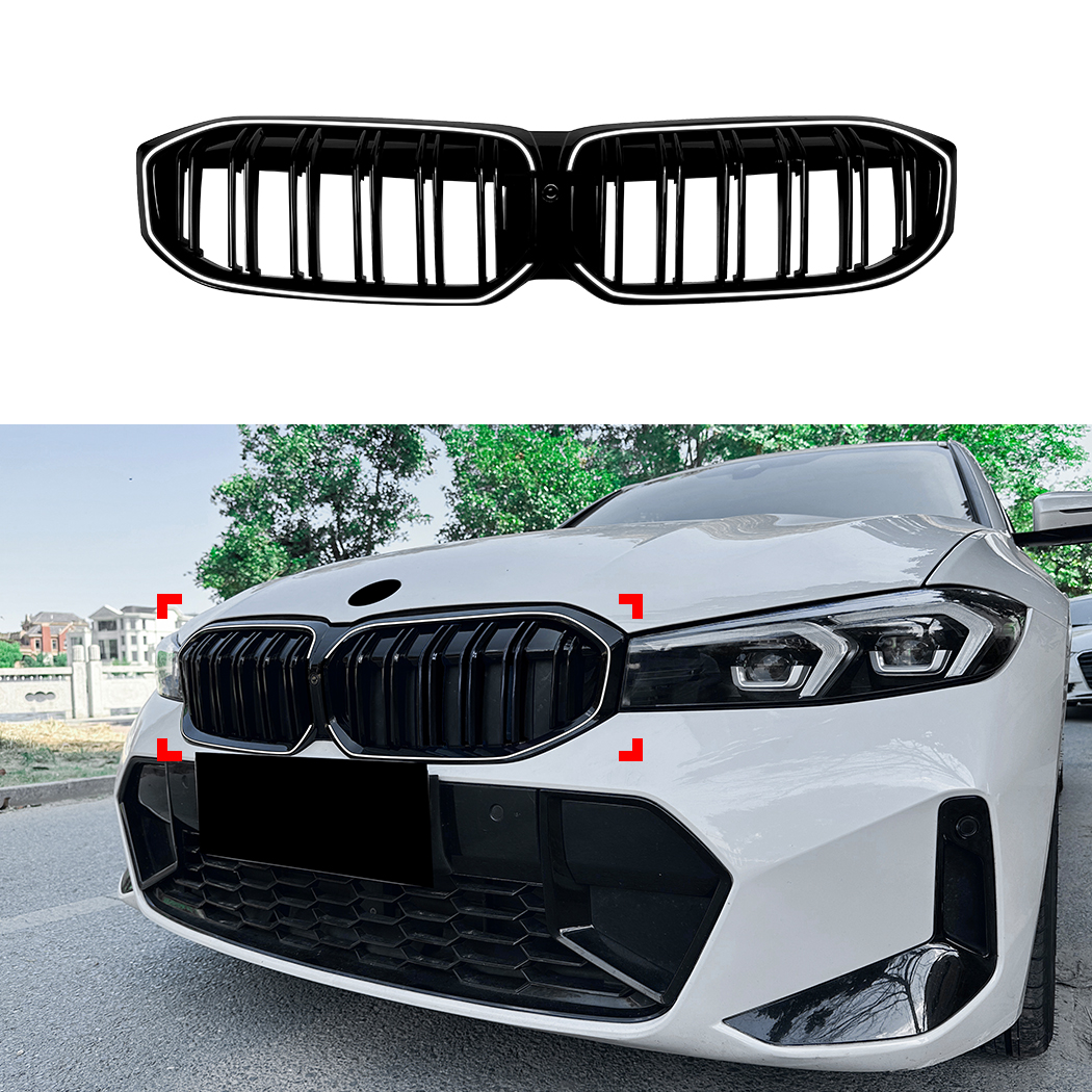 AMP-Z Front Bumper Grille Grill Black For BMW 3 Series G20 G21 LCI 2023+