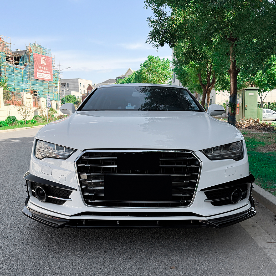 AMP-Z Front Bumper Fins Spoiler Canards For Audi A7 S7 C7 facelift Sline 2015-2018