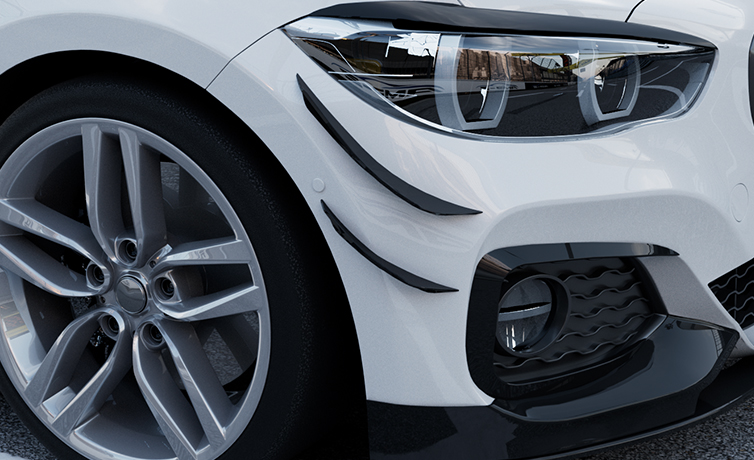 AMP-Z Front Bumper Fins Side Spoiler Canards For BMW 1 Series F20 LCI M Sport 2015-2019
