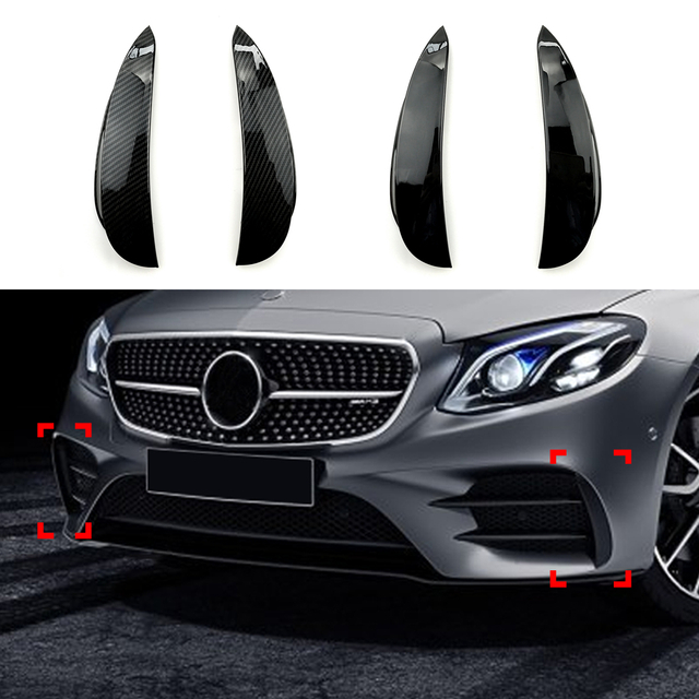 AMP-Z Front Pumper Fins Clanards لـ Mercedes Benz E Class W213 C238 Pre-facelift AMG-Line 2016-2020