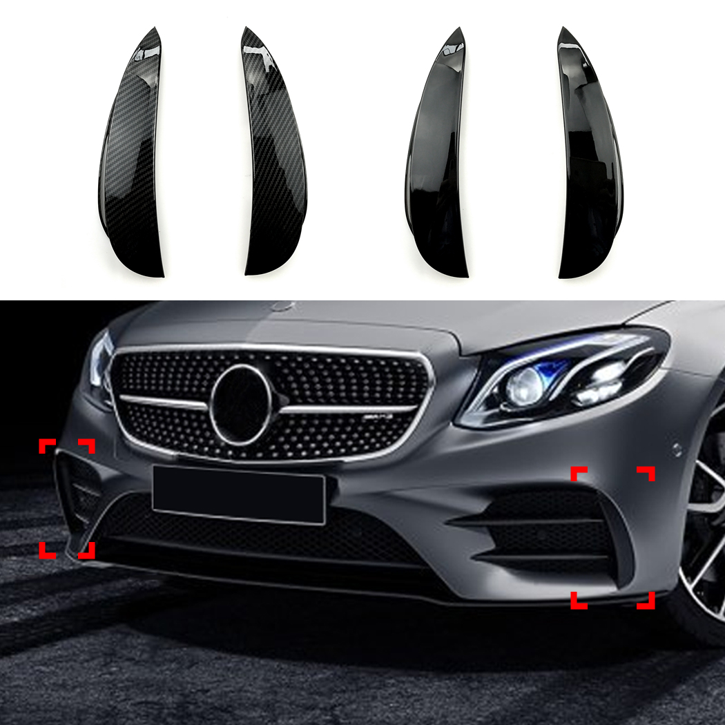 AMP-Z Front Bumper Fins Spoiler Canards For Mercedes Benz E Class W213 C238 Pre-Facelift AMG-Line 2016-2020