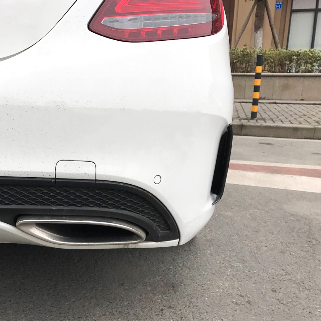 AMP-Z Rear Bumper Fins Spoiler Canards For Mercedes Benz C Class W205 AMG Line 4-Doors Sedan 2015-2021
