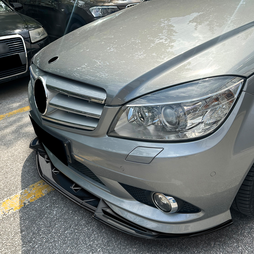 AMP-Z Front Bumper Lip Spiltter For Mercedes Benz C Class W204 Pre-facelift AMG Line 2007-2010