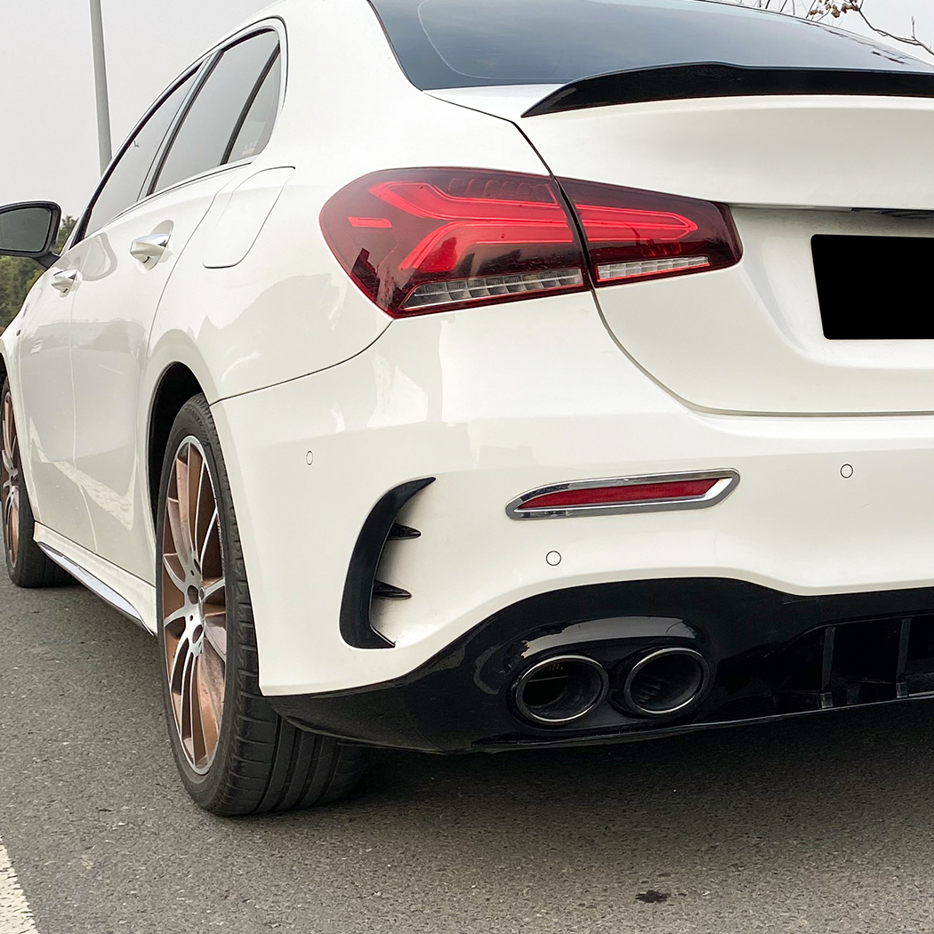 AMP-Z Rear Bumper Fins Spoiler Canards For Mercedes Benz A Class W177 Sedan AMG Line 2018+