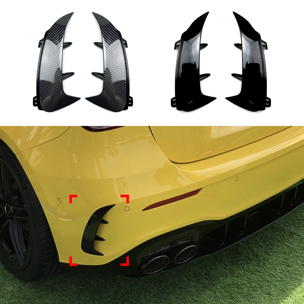 AMP-Z Rear Bumper Fins Spoiler Canards For Mercedes Benz A Class W177 Hatchback AMG Line 2018+
