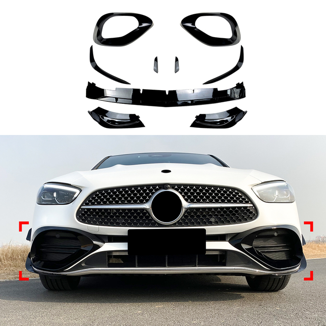 AMP-Z الأمامي الشفاه الشفاه spiltter لـ Mercedes Benz C Class W206 AMG Line 2022+