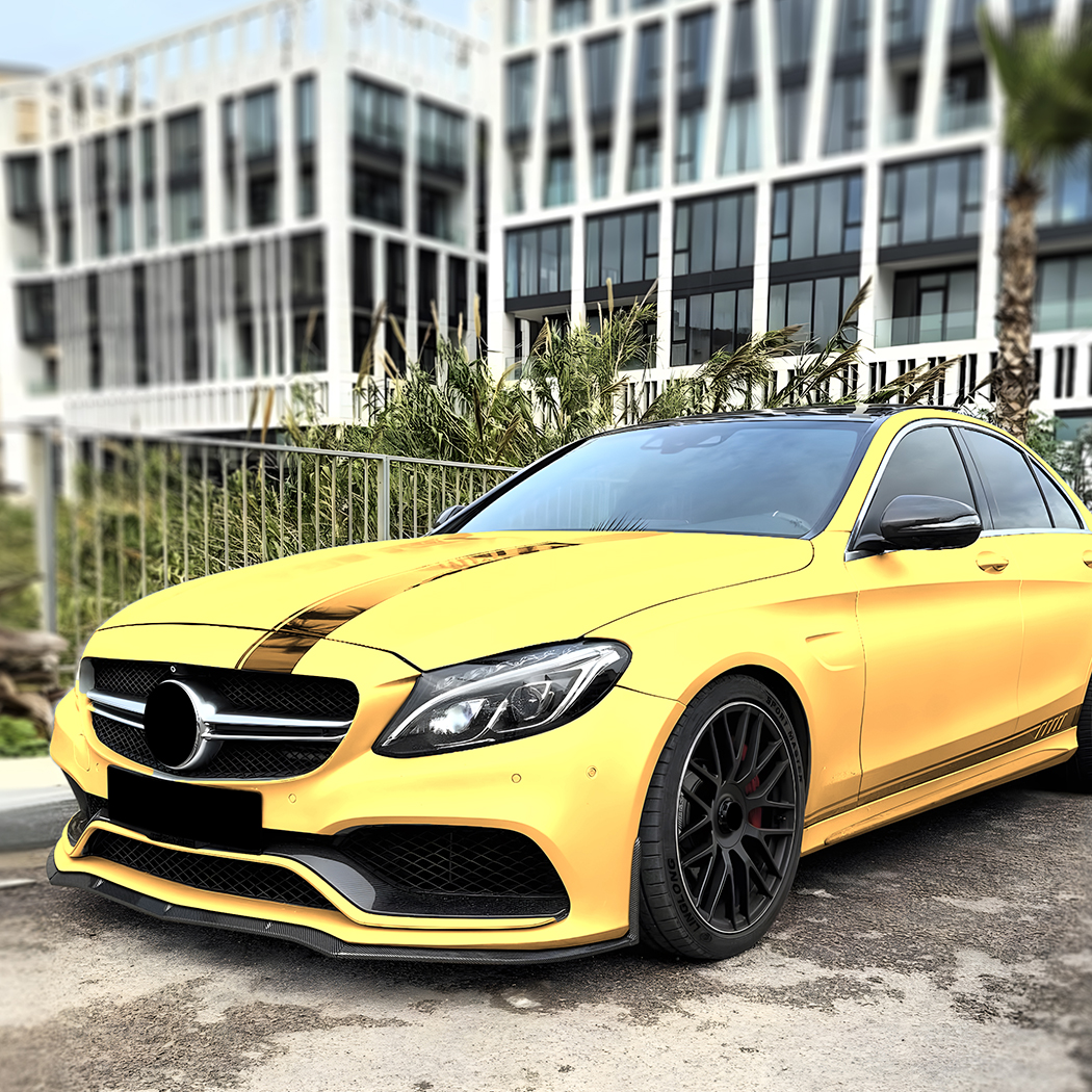 AMP-Z Front Bumper Lip Spiltter For Mercedes Benz C Class W205 4-Doors S205 5-Doors Variant C63 AMG 2015-2022