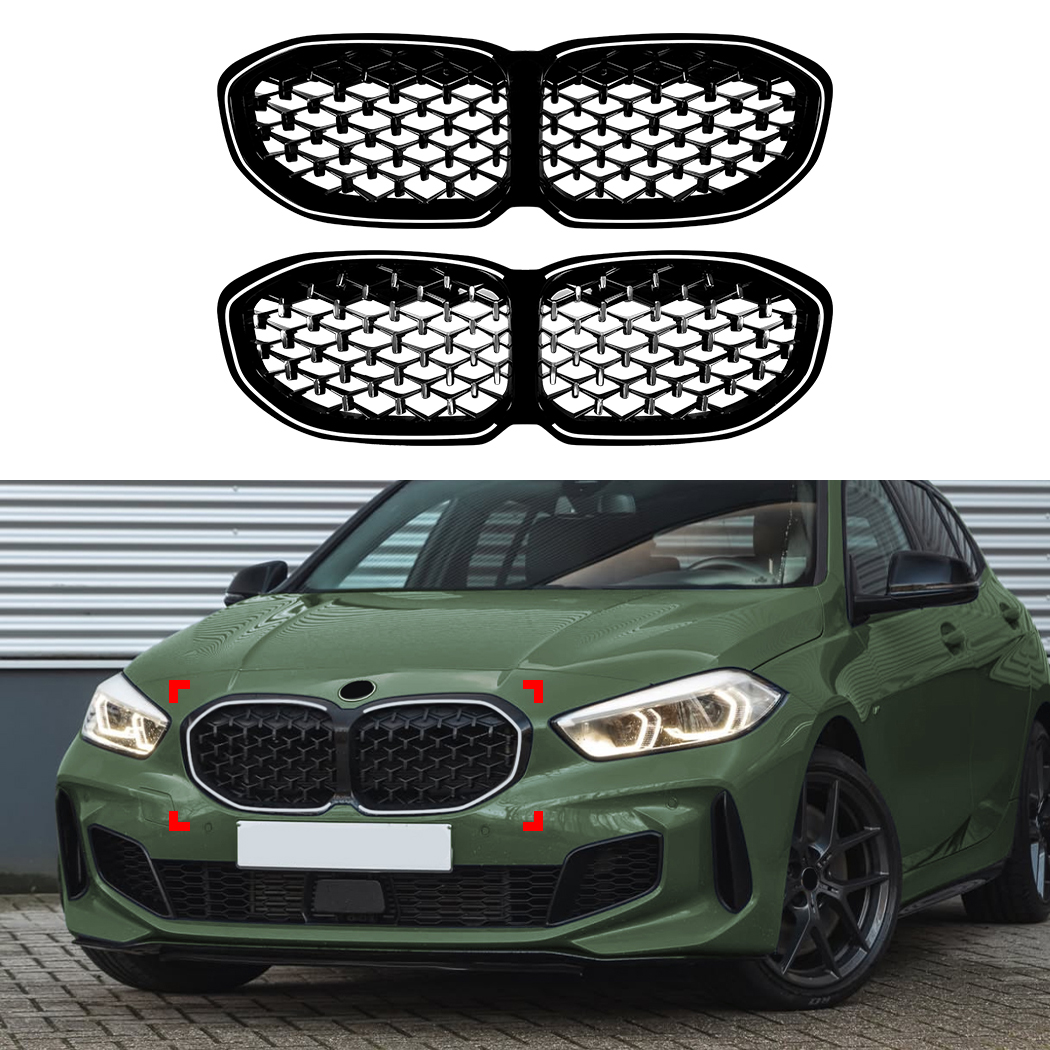 Front Bumper Grille Grill Black For BMW 1 Series F40 2019-2024