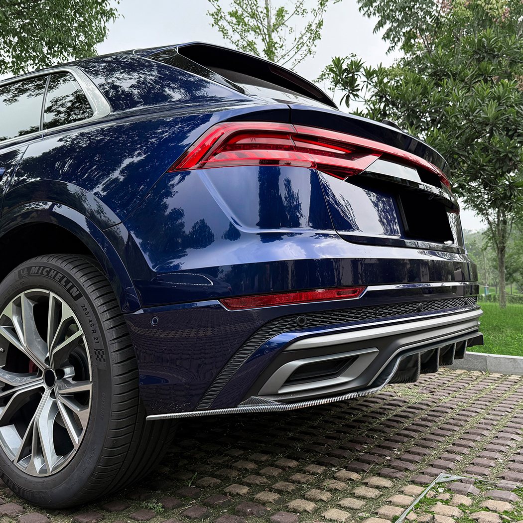 AMP-Z Rear Bumper Spoiler Lip Black For Audi Q8 Sline 2019-2023