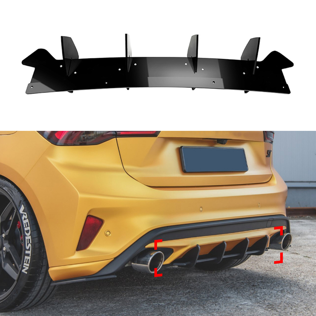 AMP-Z المصد الخلفي المصد الخلفي Diffuser Valance Lip لـ Ford Focus st MK4 2019-2022
