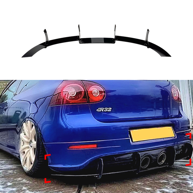 AMP-Z المصد الخلفي Short Spoiler Diffuser Valance Lip لـ Volkswagen VW Golf MK5 R32 2003-2008