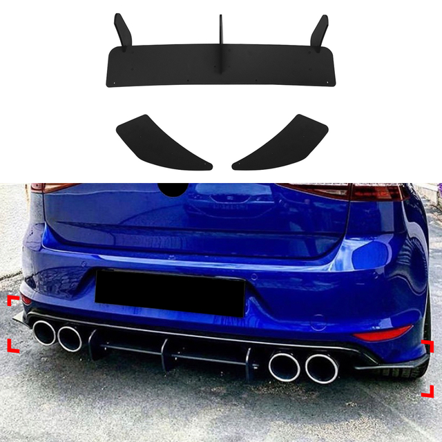 AMP-Z Rear Bumper Short Spoiler Diffuser Valance Lip For Volkswagen VW Golf MK7 R 2013-2016