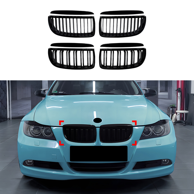 AMP-Z Front Bumper Grille Grill For BMW 3 Series E90 E91 Pre-facelift 2005-2008