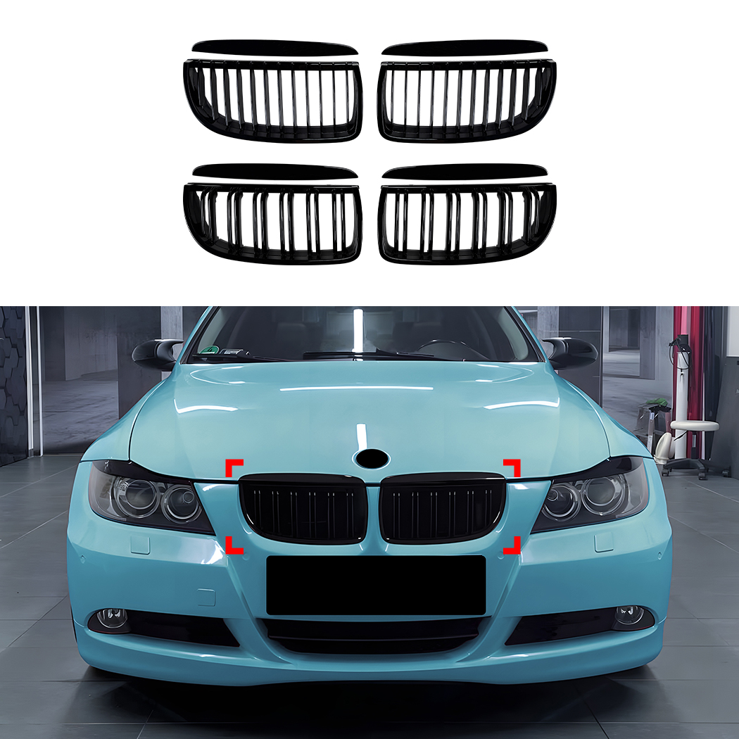 AMP-Z Front Bumper Grille Grill For BMW 3 Series E90 E91 Pre-facelift 2005-2008