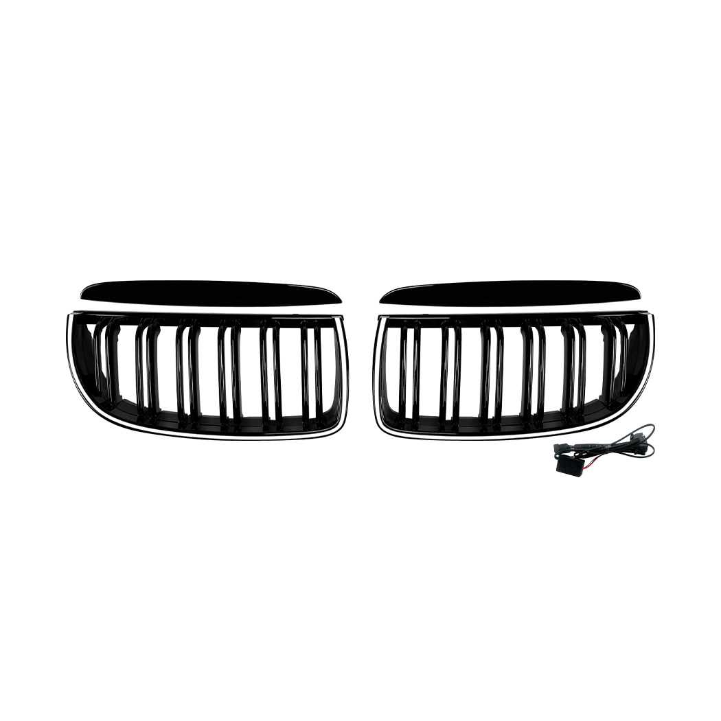 AMP-Z Front Bumper Grille Grill With Lights For BMW 3 Series E90 E91 Pre-facelift 2005-2008