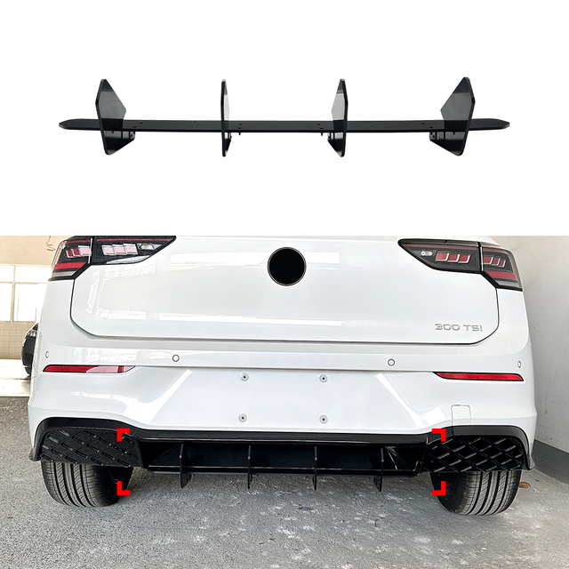 AMP-Z Pumper Spoiler Diffuser Valance Lip لـ VW Volkswagen Golf MK8 8.5 Rline 2024+