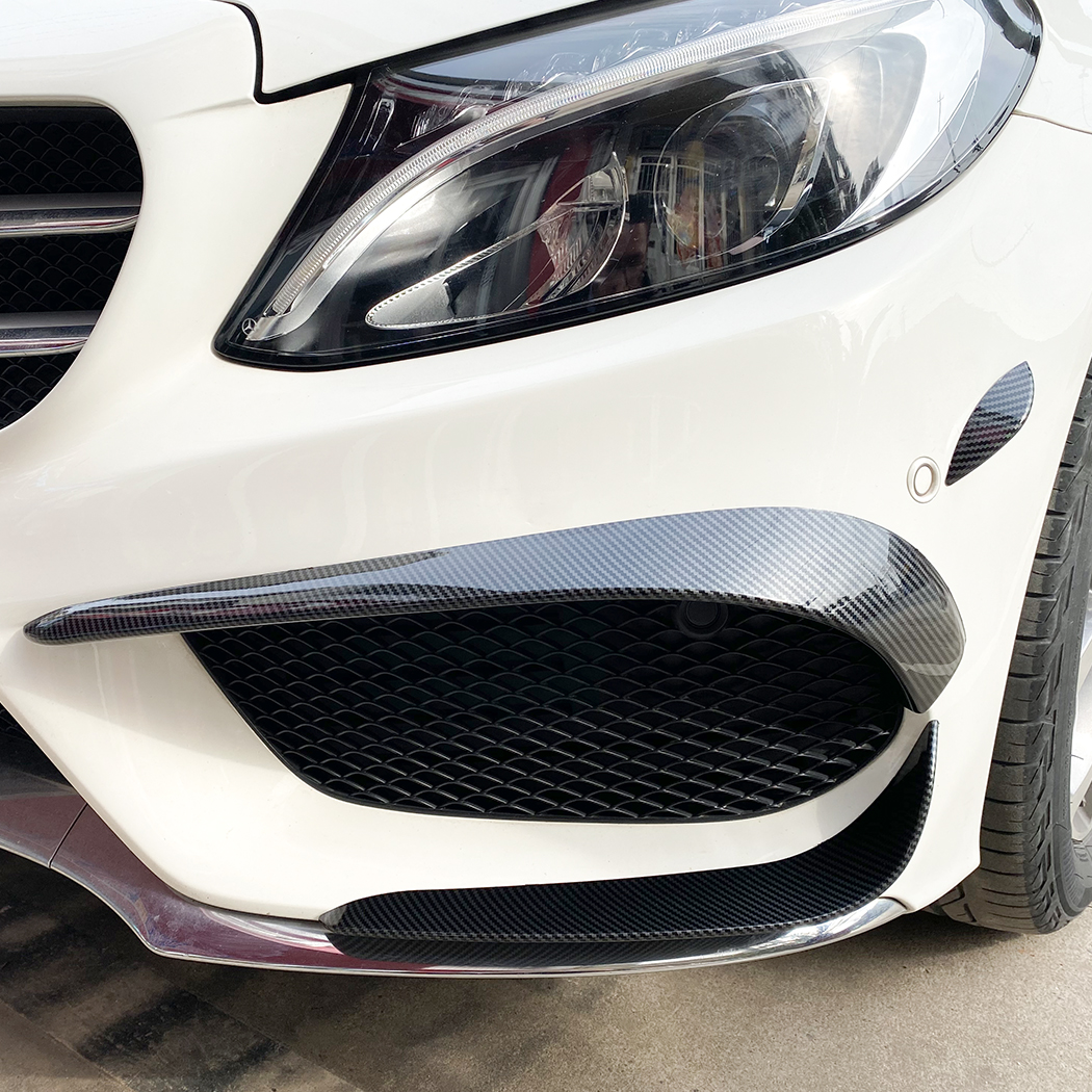 AMP-Z Front Bumper Fins Spoiler Canards For Mercedes Benz C Class W205 C205 S205 AMG-Line 2015-2018