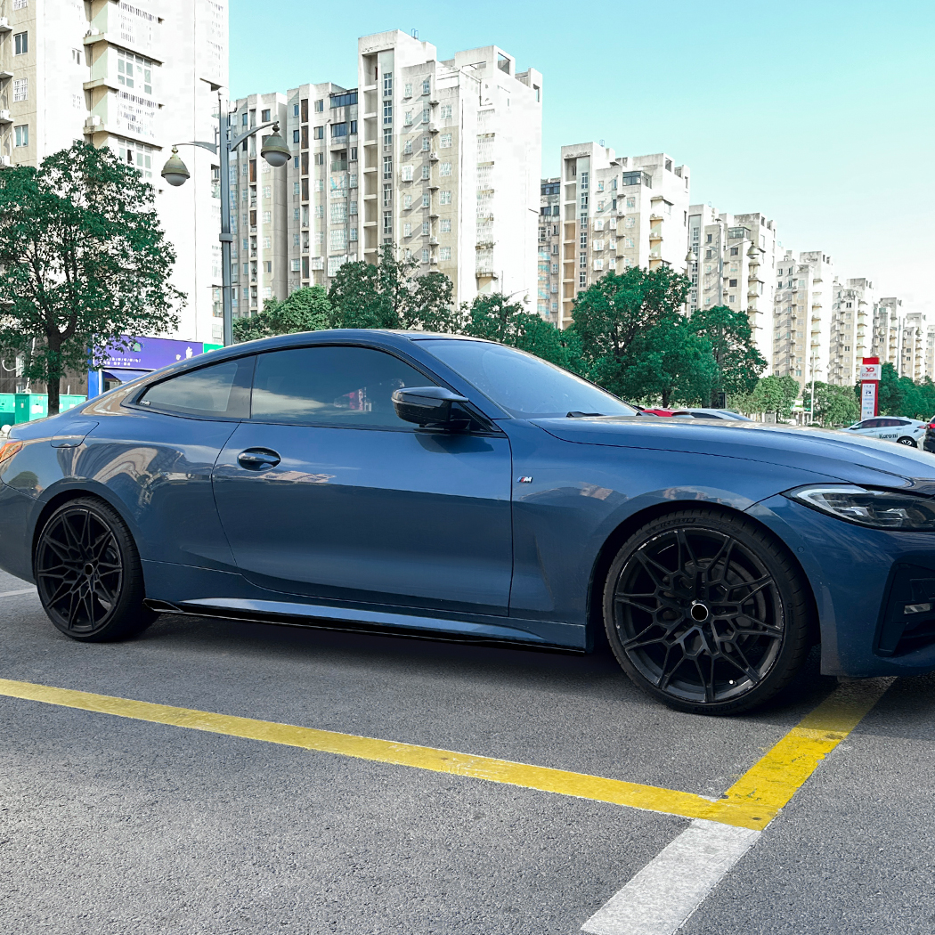 AMP-Z Side Skirt Rocker Panel Splitter Lip For BMW 4 Series Coupe G22 G23 M Sport 2020+