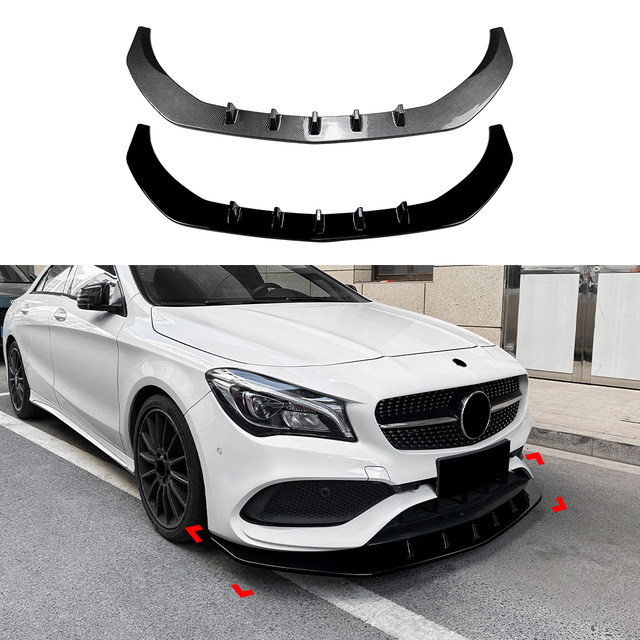 AMP-Z Front Bumper Lip Spiltter For Mercedes Benz CLA Class C117 Facelift AMG Line 2016-2019