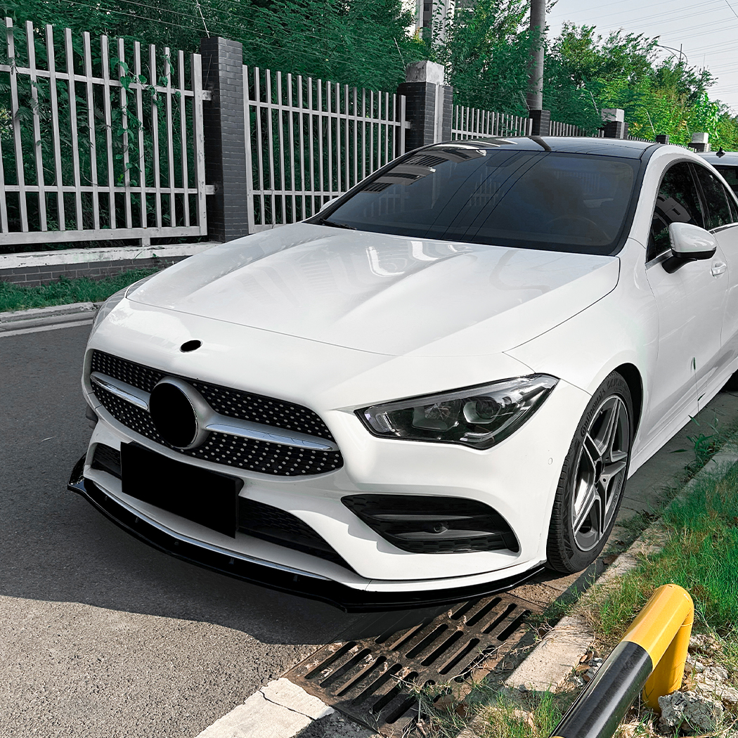 AMP-Z Front Bumper Lip Spiltter For Mercedes Benz CLA Class C118 X118 Pre-Facelift AMG Line 2020-2023