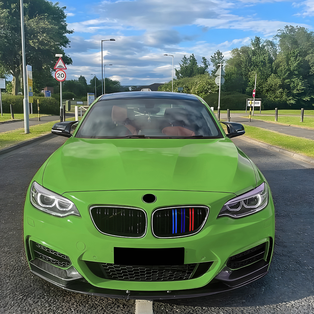 AMP-Z Front Bumper Grille Grill With Lights Black For BMW 2 Series F22 F23 2014-2019