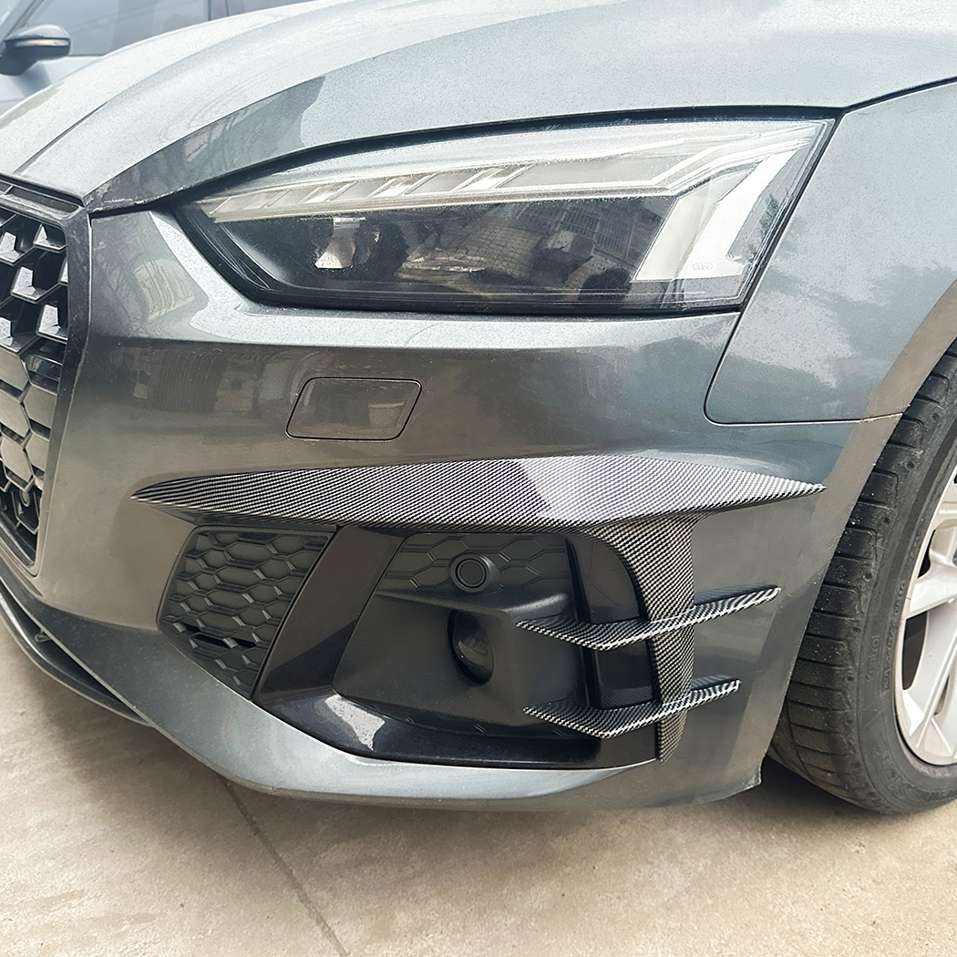 AMP-Z Front Bumper Fins Spoiler Canards For Audi A5 S5 F5 Facelift Sline 2021-2024