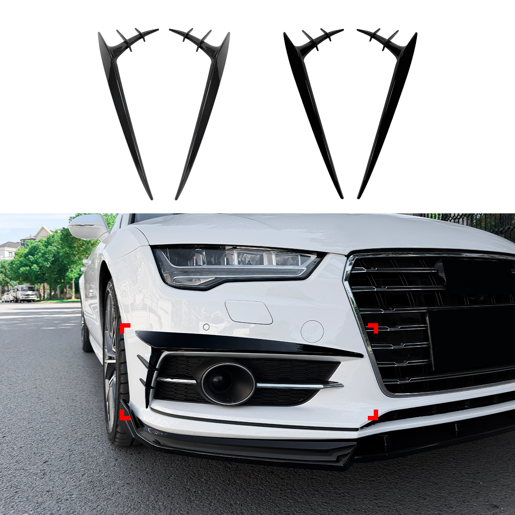 AMP-Z Front Bumper Fins Spoiler Canards For Audi A7 S7 C7 facelift Sline 2015-2018