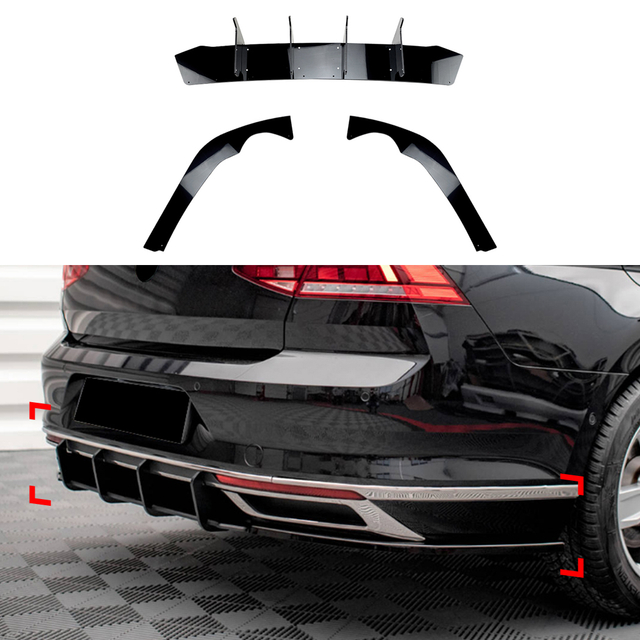 AMP-Z المصد الخلفي Short Spoiler Diffuser Valance Lip لـ Volkswagen VW Passat B8. 5 2020+